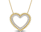 1/2 Carat (ctw I1-I2) Diamond Heart Pendant Necklace in 14K Yellow Gold with Chain